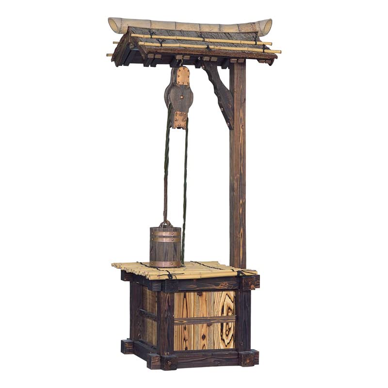 Amazon | 【和を楽しむ】天然国産つるべ井戸セット【屋根付き柱 井戸枠